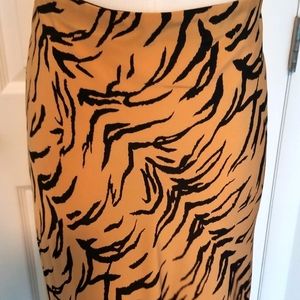 Madewell Silk Midi Slip Skirt in Tiger Stripe